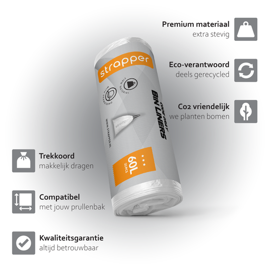 Strapper Müllbeutel Grau – Passend für Brabantia und Wesco (Swirl) – 60 Liter