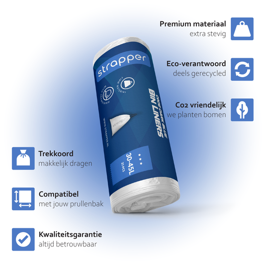 Strapper Müllbeutel Dunkelblau – Passend für Simplehuman Code J – 30–45 Liter