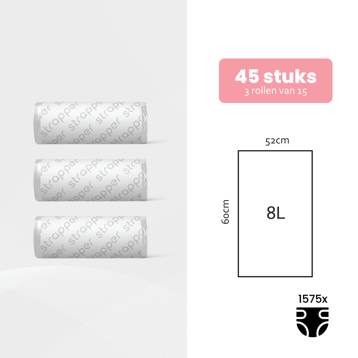 Strapper Odor Lock Afvalzakken 8L - Geschikt voor luieremmers van Chicco en We-Too