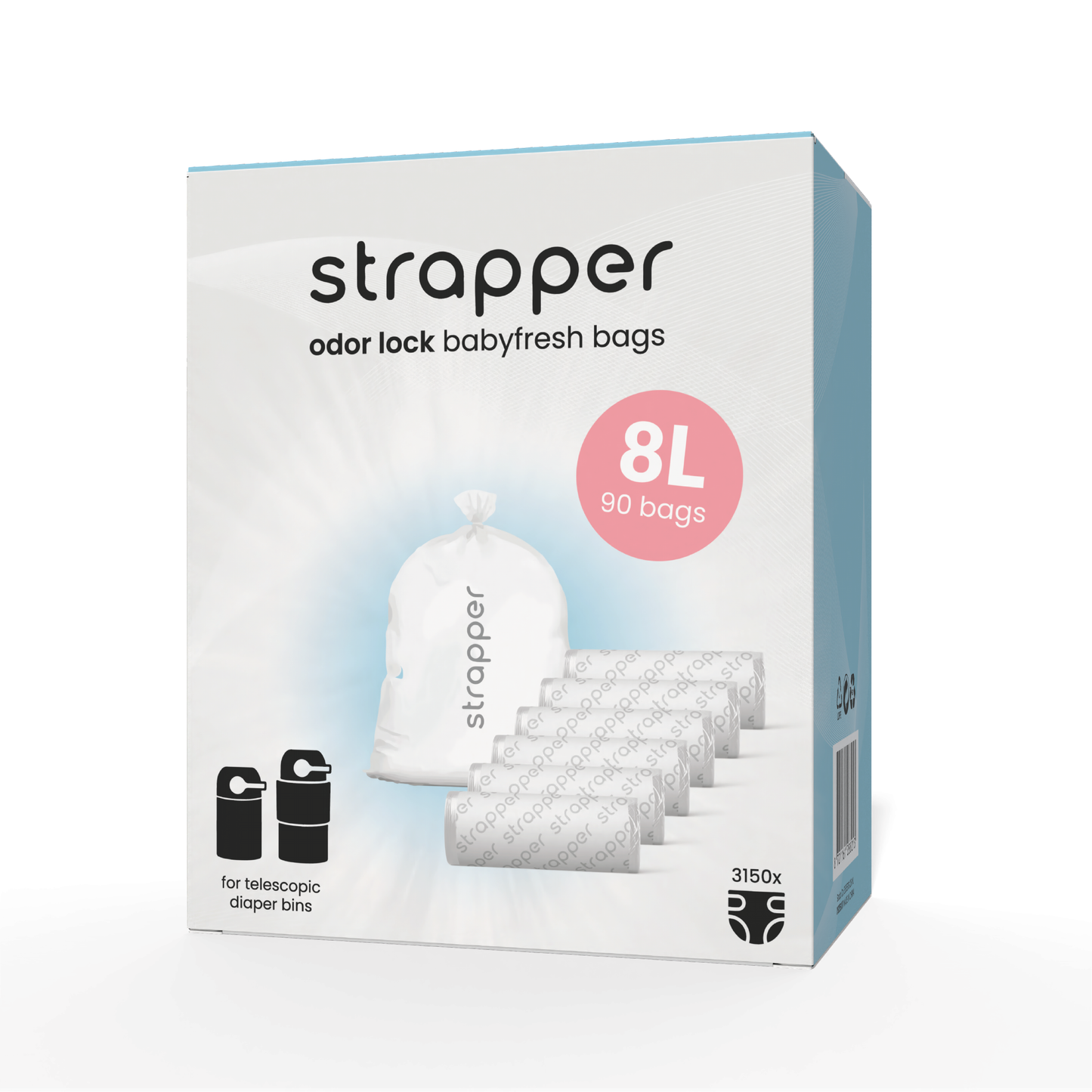 Strapper Odor Lock Afvalzakken 8L - Geschikt voor luieremmers van Chicco en We-Too