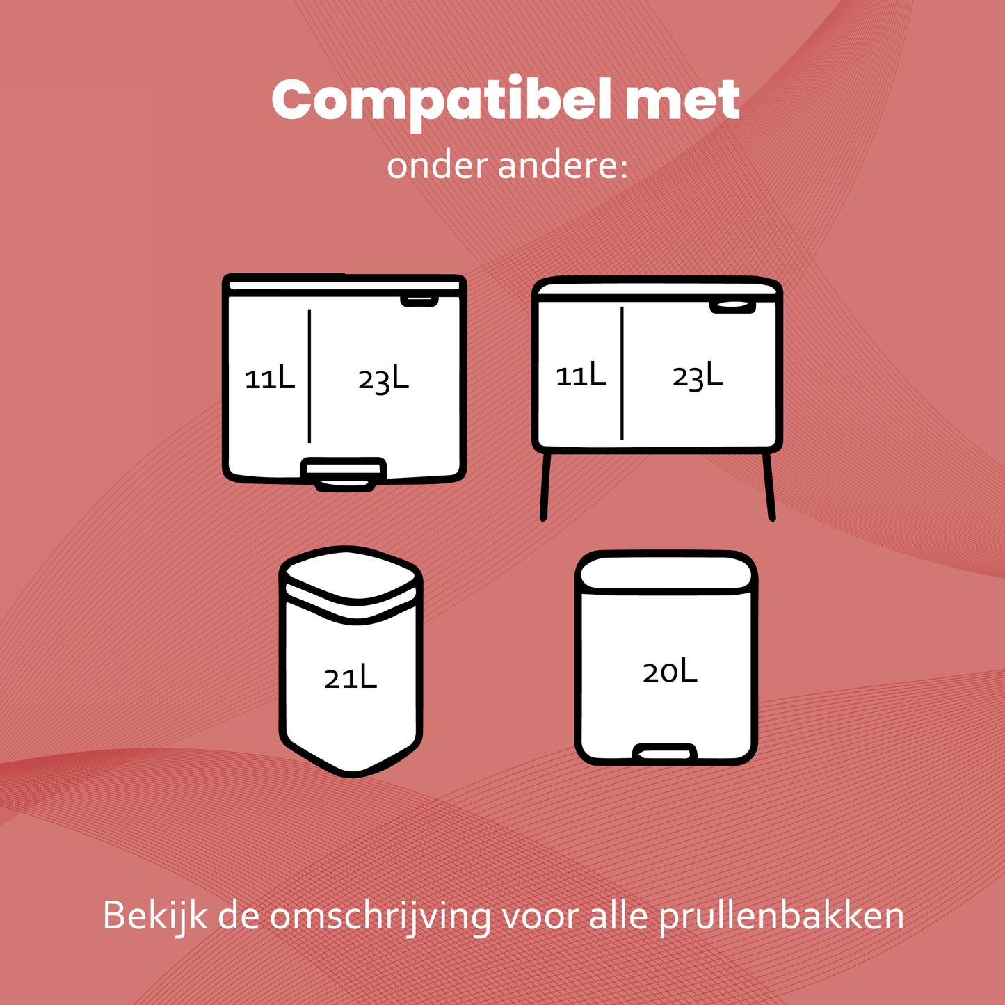 Strapper Afvalzakken Rood - Geschikt voor Brabantia en EKO - 20-25 liter