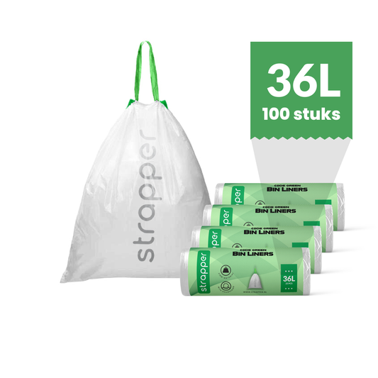 Strapper Afvalzakken Groen - Geschikt voor Brabantia en Homra Nexo - 36 liter